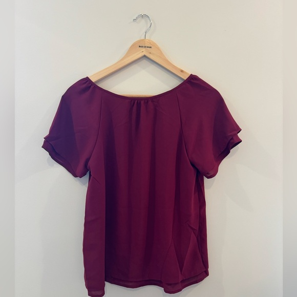 Nautica Red Flowy Short Sleeve Blouse - Picture 6 of 8